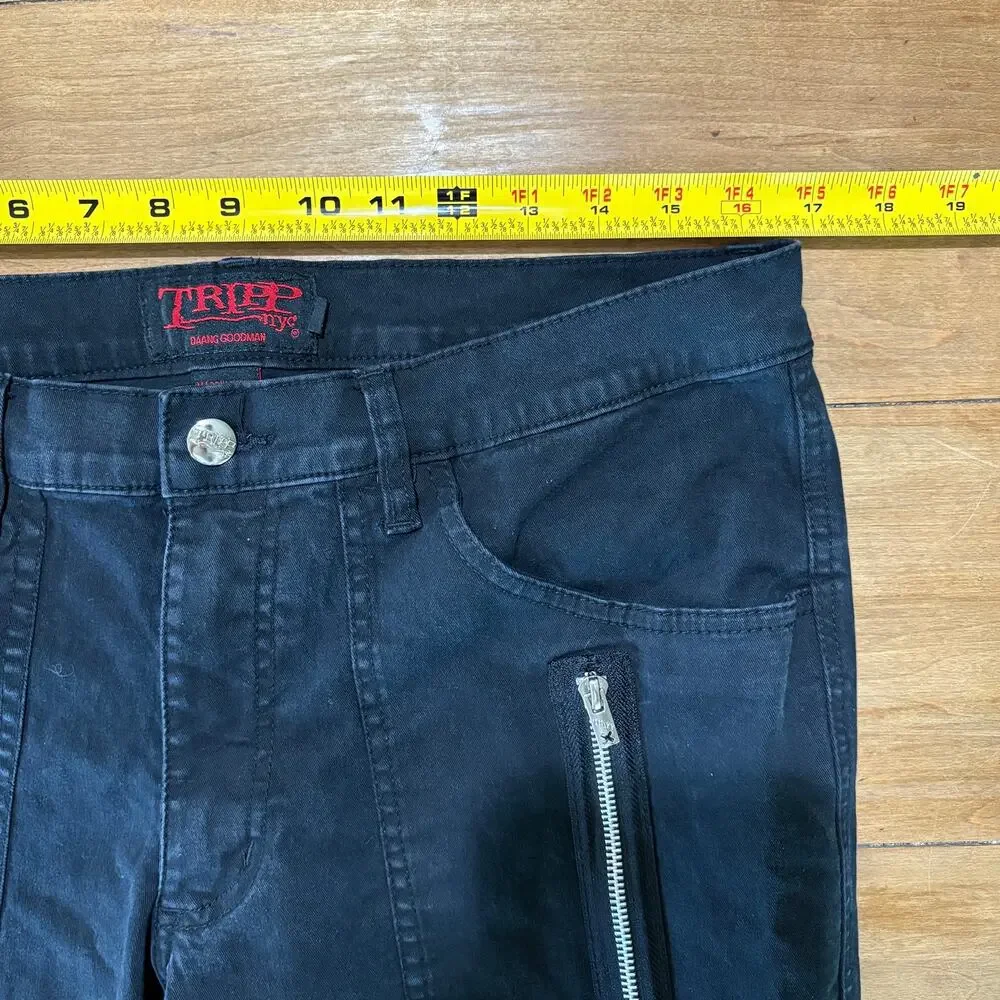 Vintage Tripp NYC Black Bondage Pants Multi Zipper Silver Hardware Goth Punk Y2K
